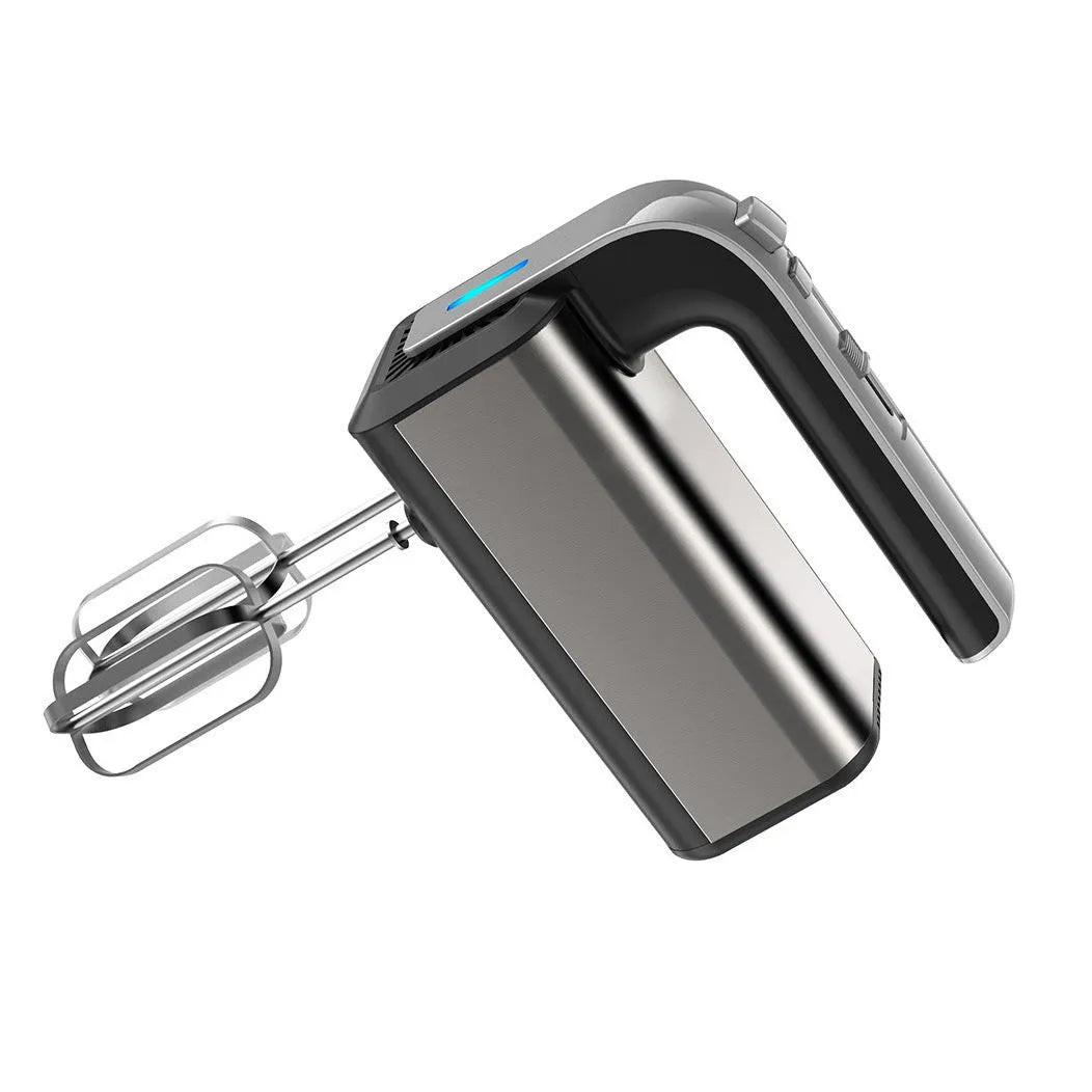 Silver handheld electric kitchen whisk with 5 speed settings