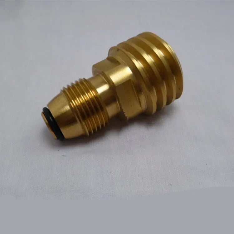 Brass gas brazier adapter with 7mm diameter and internal thread in gold colour