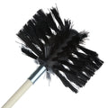 Flexible chimney and dryer vent cleaning brush with nylon bristles, showing bendable pole.