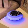 Blue plastic Bluetooth speaker desk lamp with LED lighting and touch controls