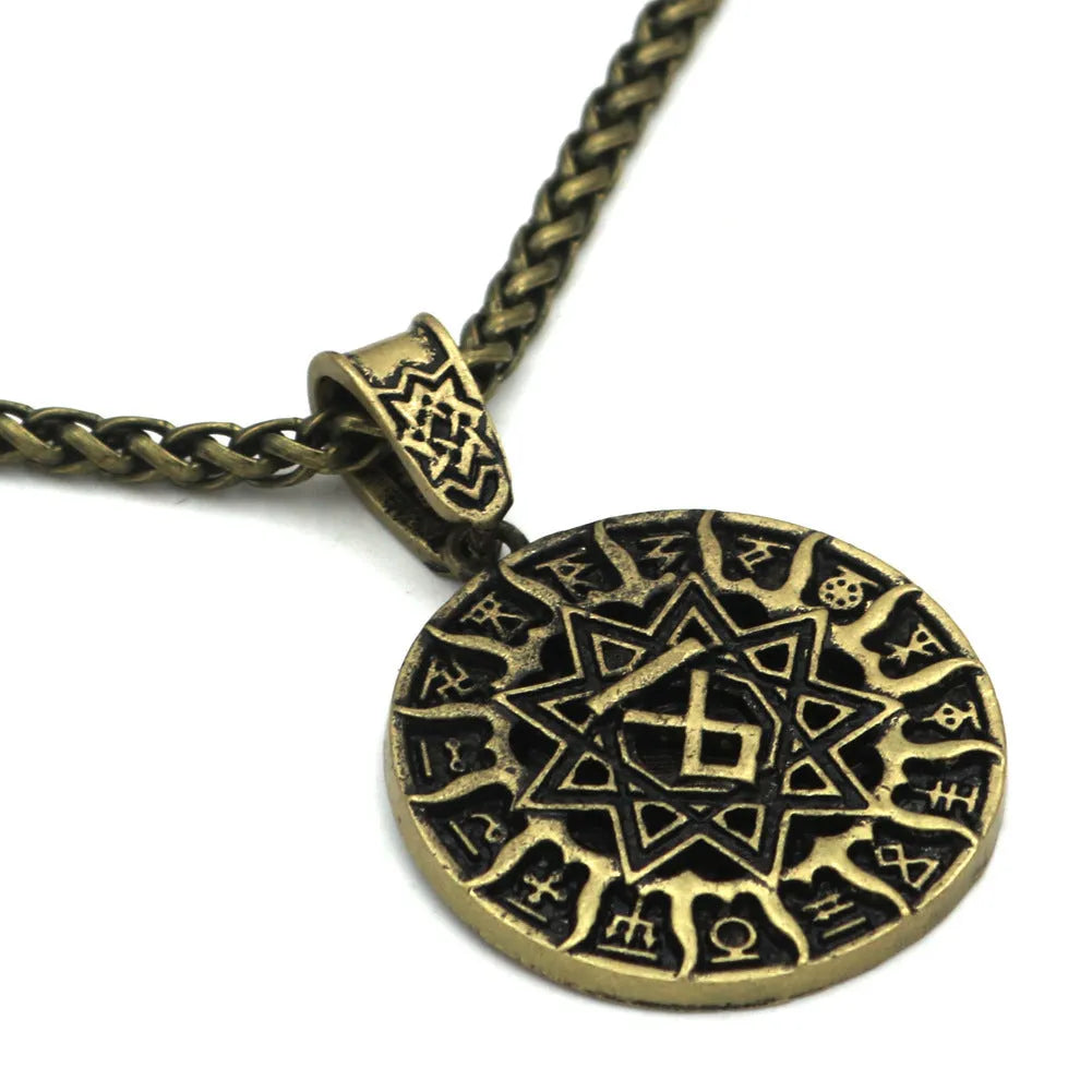 Lunavin ODing logo pendant necklace on snake bones chain with adjustable length.