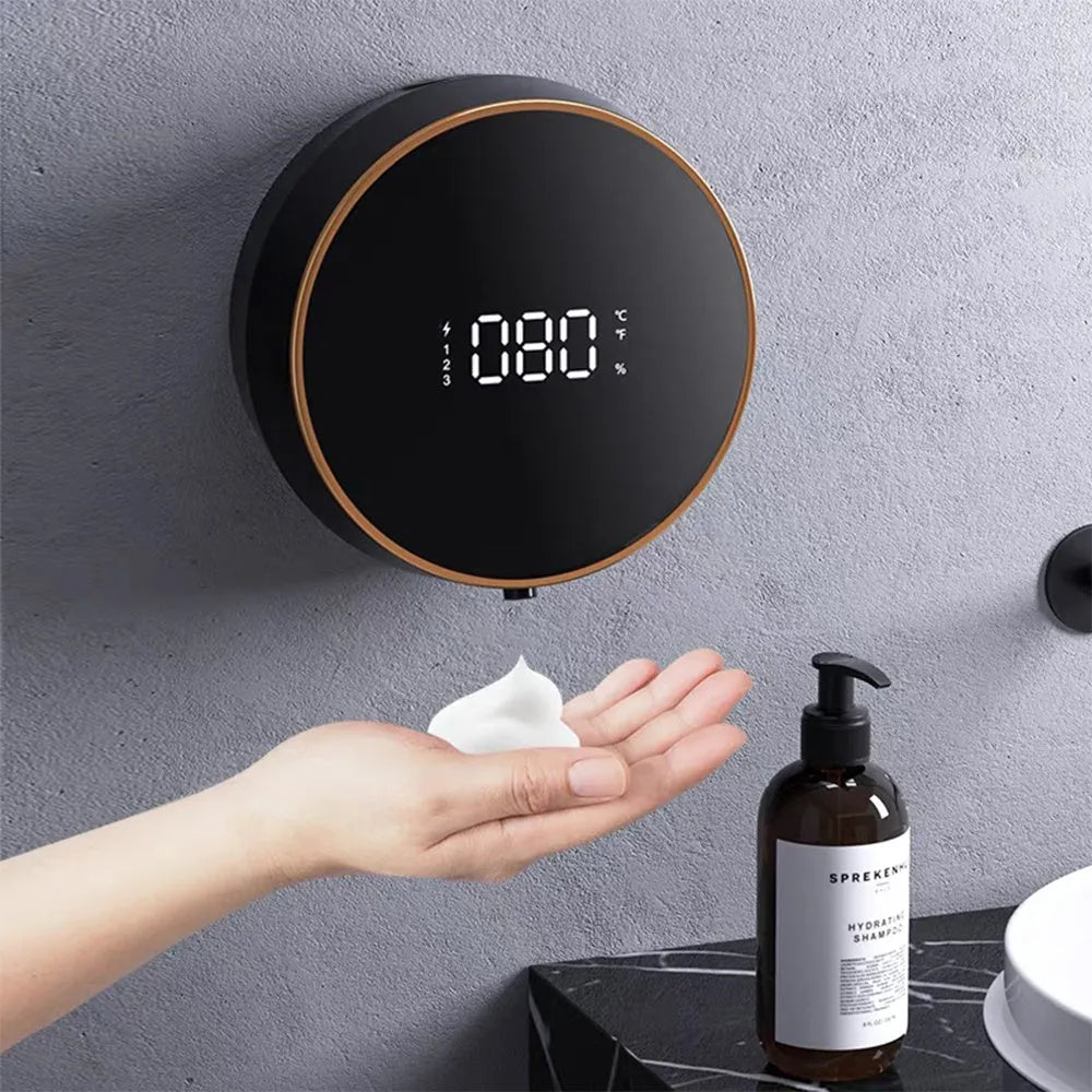 Black smart auto sensing wall mounted foam dispenser with USB charging port