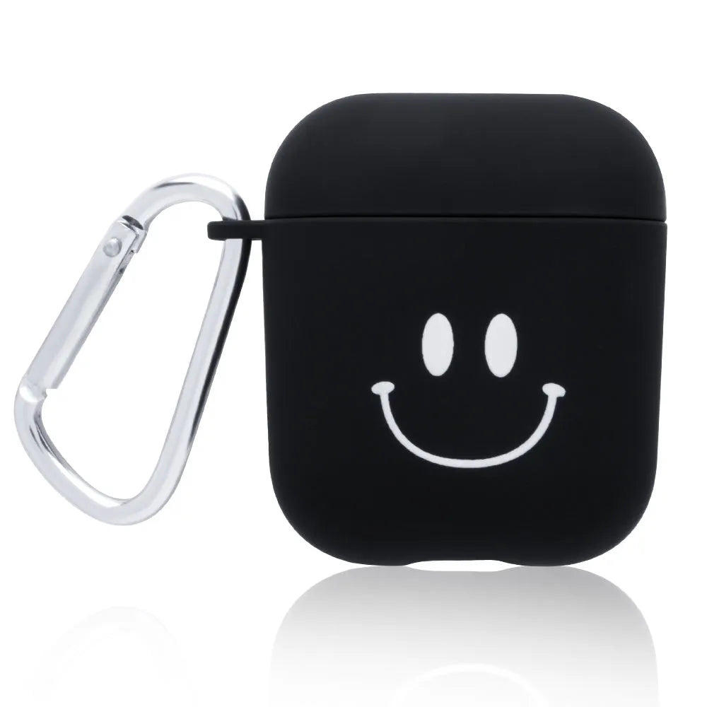 iPhone compatible AirPods PC case cover in black or pink with decorative style options