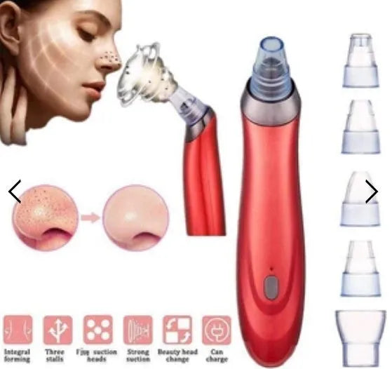 Electric blackhead remover device with vacuum suction pump and multiple nozzle attachments for pore cleaning