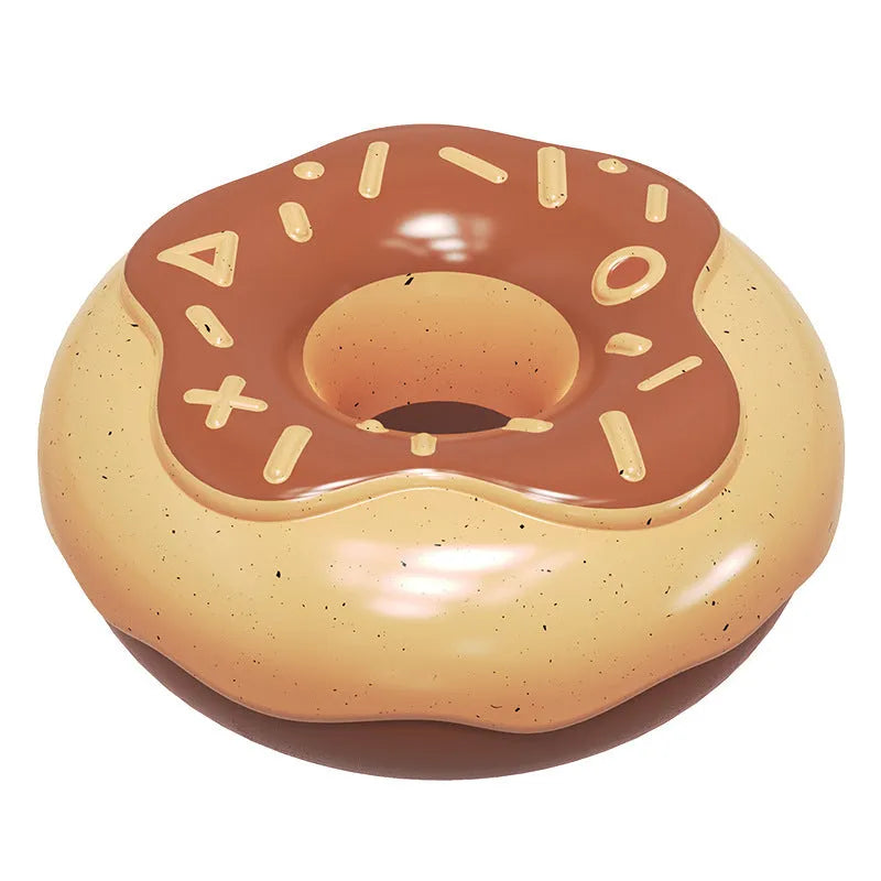 Donut shaped TPR dog toy in pink yellow or chocolate for molar teeth cleaning with sound