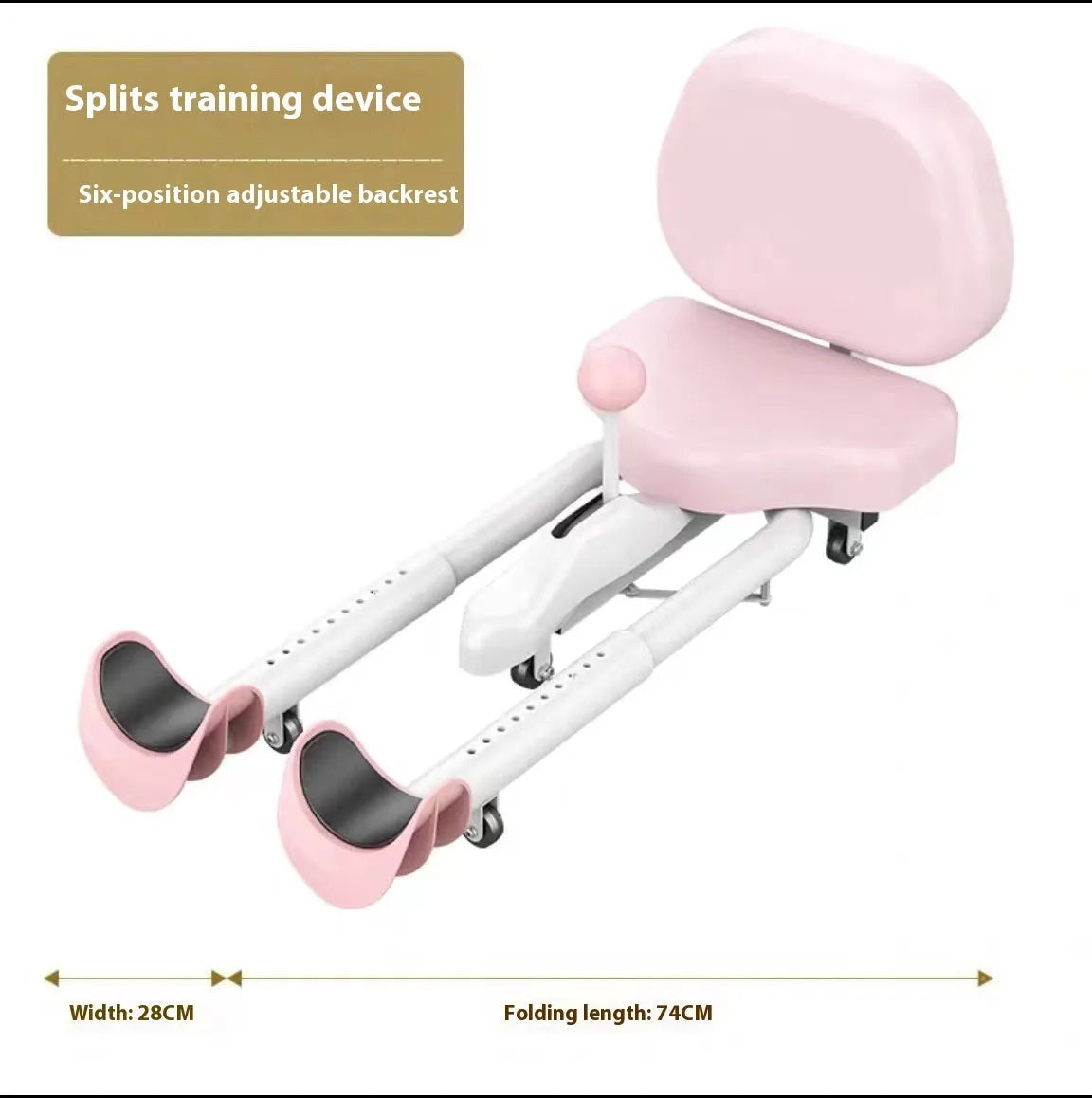 Pink horse leg opener flexibility equipment with steel frame and foam padding for dance training