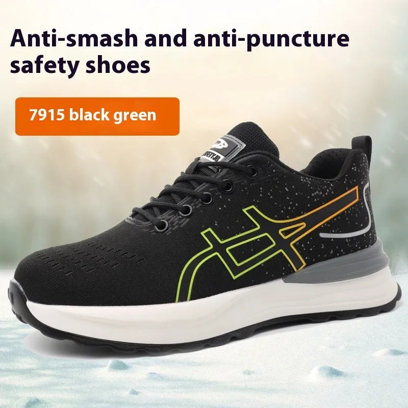 Brown leather anti-smashing labour protection shoes with rubber sole for workplace safety