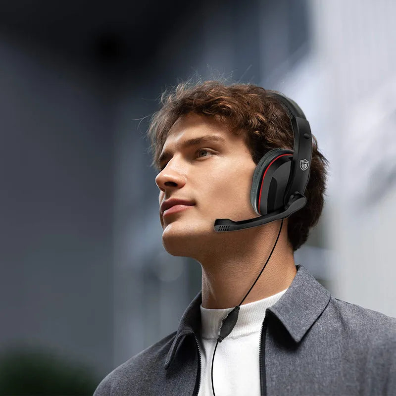 Black wired gaming headset with 1.2m cable and 6.3mm straight plug