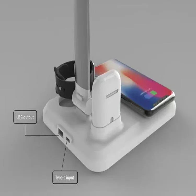 X-1 multi-function LED desk lamp with wireless charging pad in black or white