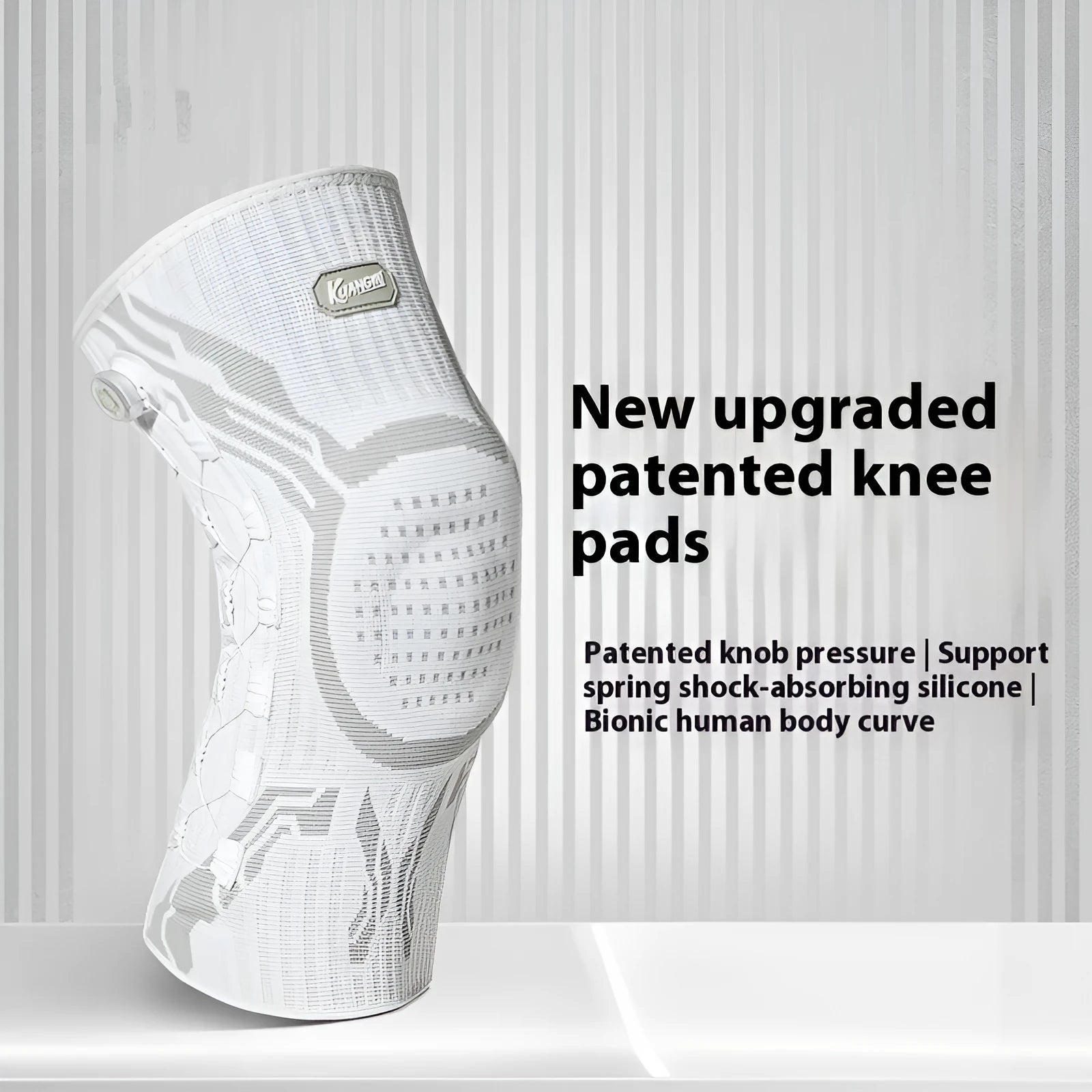Grey and white single-foot knee pads for sports protection in M L XL sizes