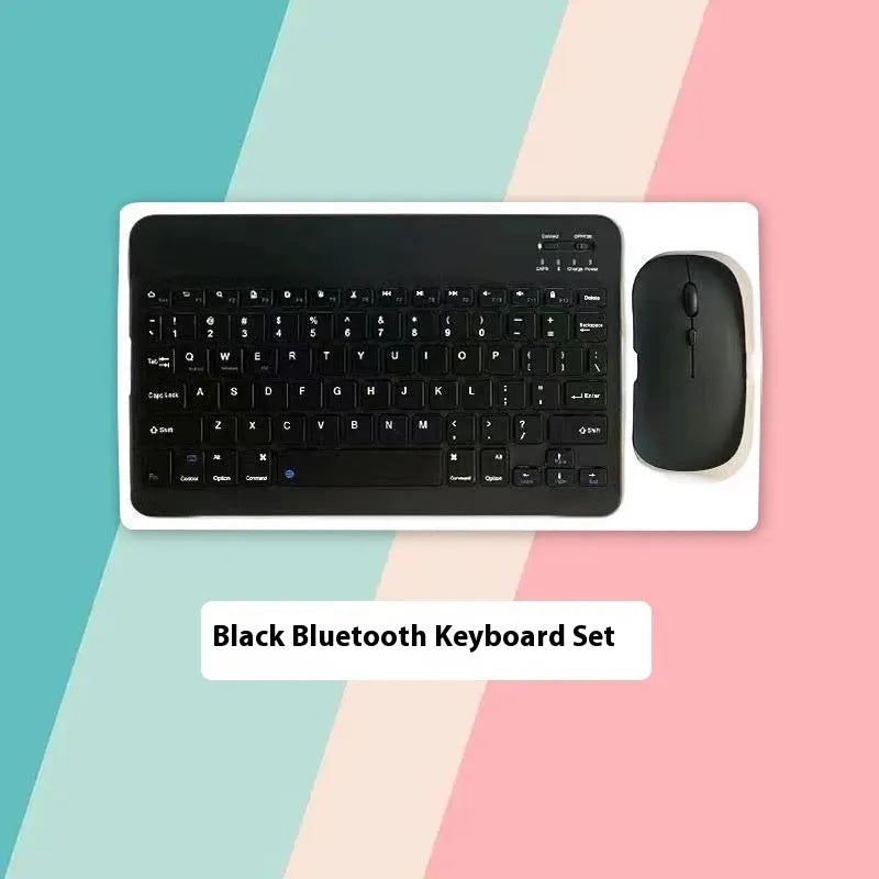 10-inch Bluetooth keyboard and wireless mouse set in multiple solid colours including pink, green, and yellow