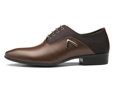 Men's black Oxford shoe with artificial PU upper and rubber sole, business casual style.