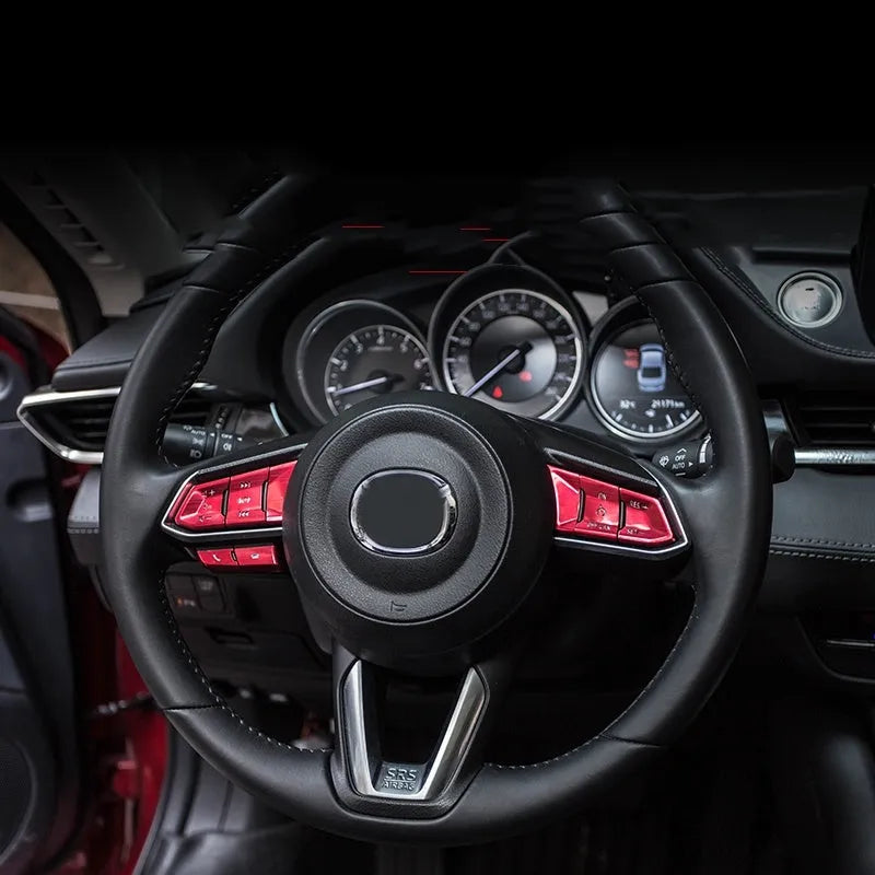 Aluminium alloy steering wheel button decorative stickers in red silver blue colours