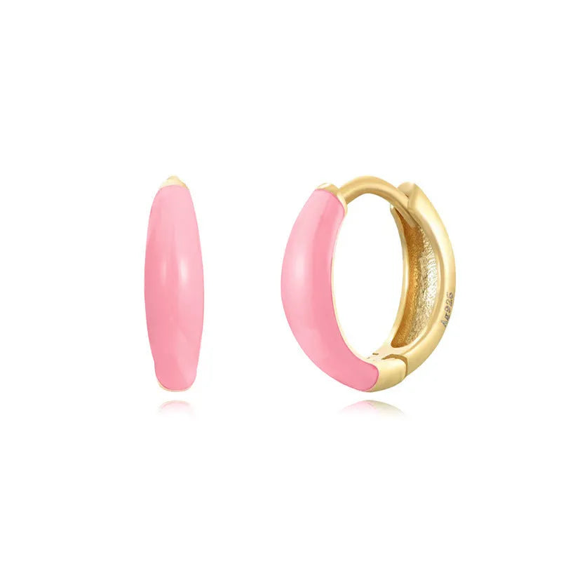 Epoxy resin oval curved earrings in geometric U-shape design with seven colour options