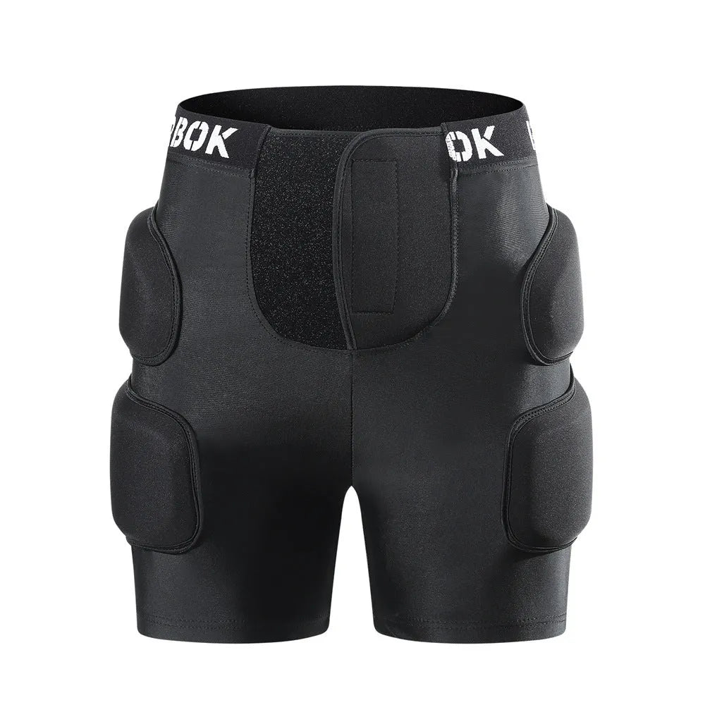 Black skateboarding hip pad pants with NBR protection padding for roller skating and ski equipment safety