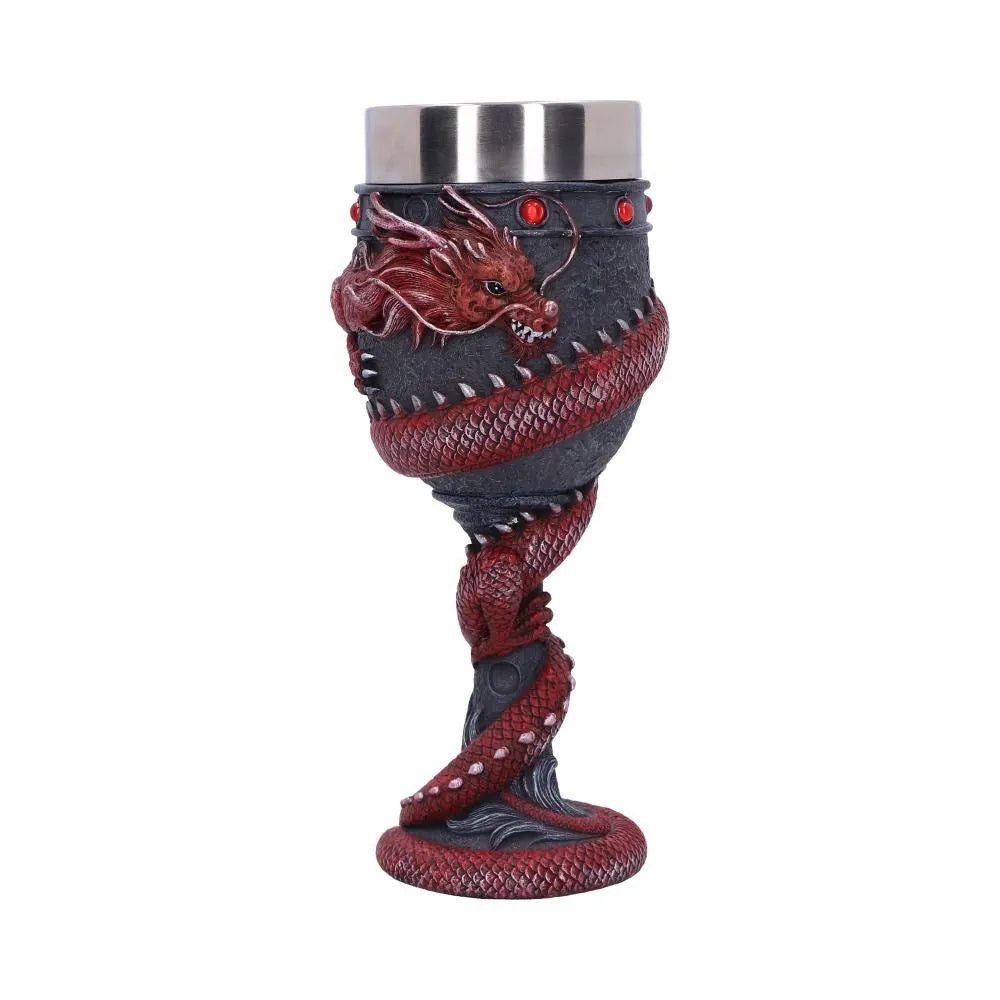 3D Chinese dragon design stainless steel wine glass in gold or red with 200ml capacity
