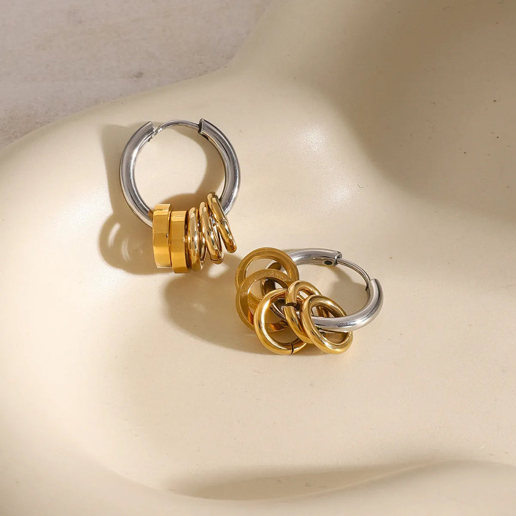 Stainless steel colour matching earrings with electroplating treatment in ins style