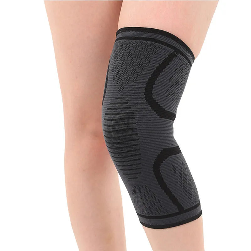 Black double corrugated non-slip sports kneecaps for basketball and running.