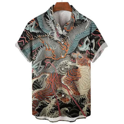 Men's slim fit short sleeve shirt with 3D printed floral pattern in multiple colour options
