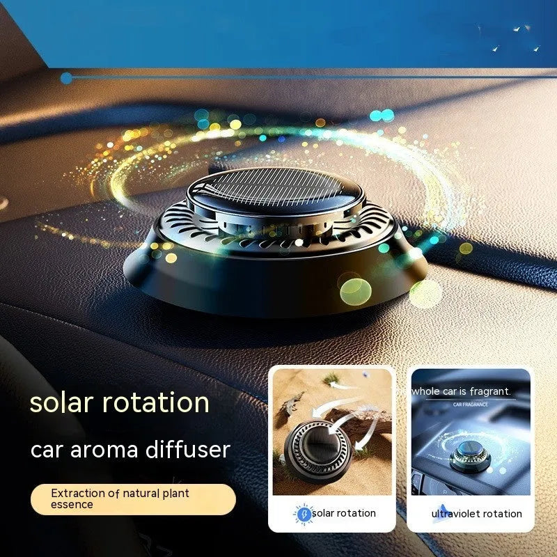 Solar-powered electromagnetic de-icing vehicle aromatherapy decoration in black colour