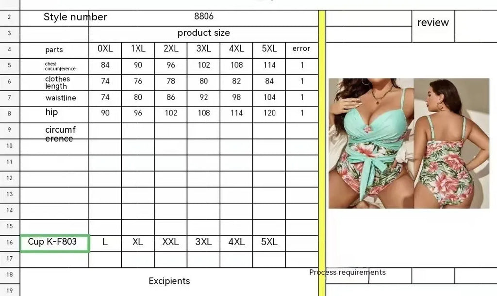 Women's plus size one-piece swimsuit with lace-up chest detail in floral print design
