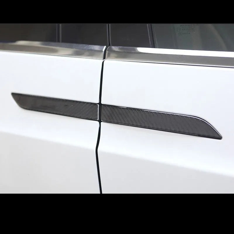 Four carbon fibre door handle protection stickers for Tesla Model S with anti-scratch surface