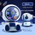 Astronaut-themed manual pencil sharpener in blue or pink with adjustable three-level system