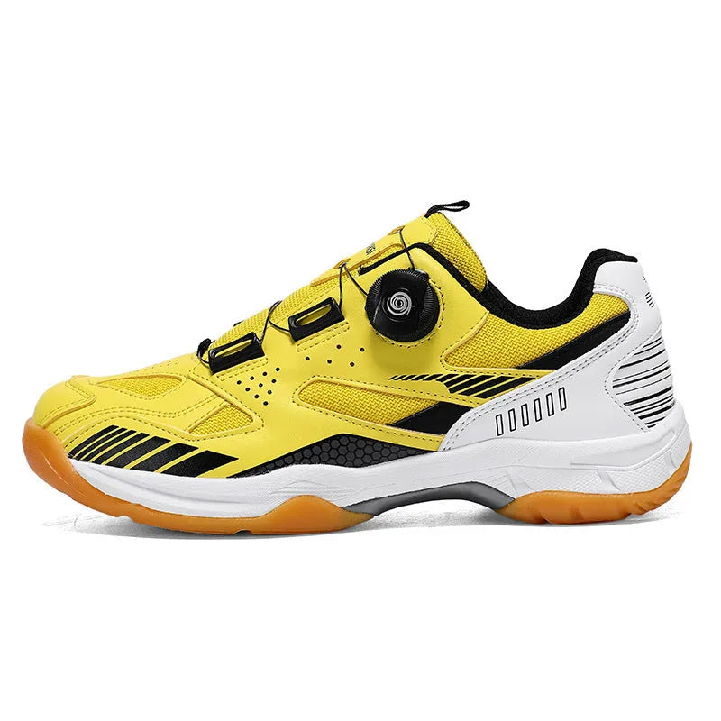 Unisex round-toe casual sneaker in microfiber and fabric, available in yellow, black silver, white blue, and white grey.