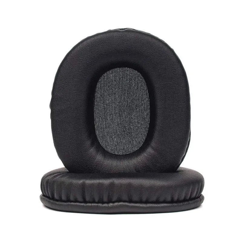 Black soft PU leather replacement earmuffs for Sony 1R headphones, shown as a two-piece set.