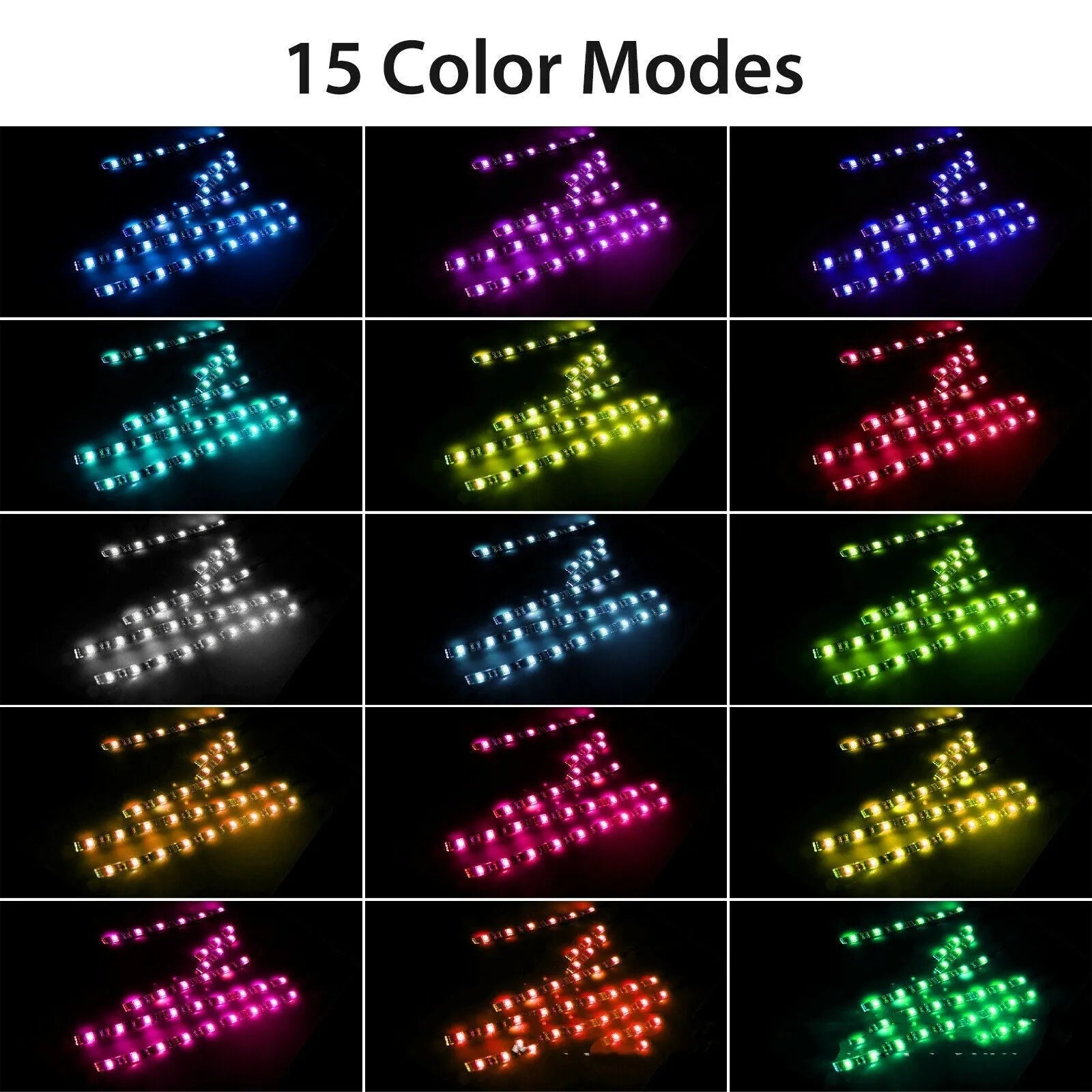 RGB LED vehicle atmosphere light bar with wireless remote control on black silicone housing