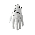 Men's white half sheepskin golf glove showing breathable construction and non-slip surface