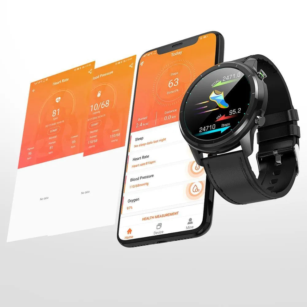 LEMFO LF26 smart bracelet showing its 1.3-inch screen, worn on a wrist, available in black, brown silver, and silver colours.