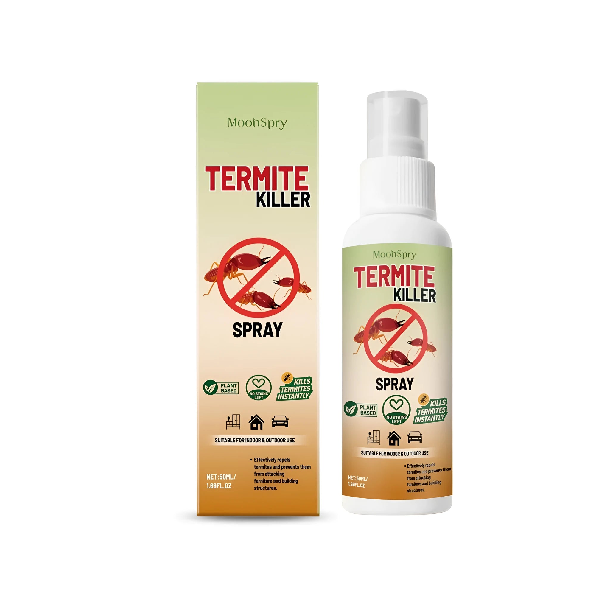 50ml bottle of termite and ant killer insecticide spray with spray nozzle.