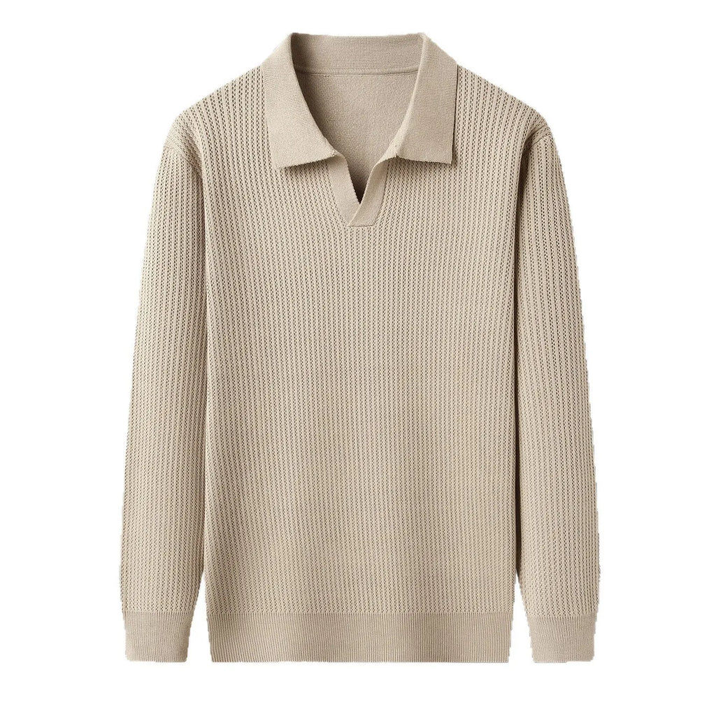 Men's loose fit pullover sweater in autumn casual style with blended fabric composition