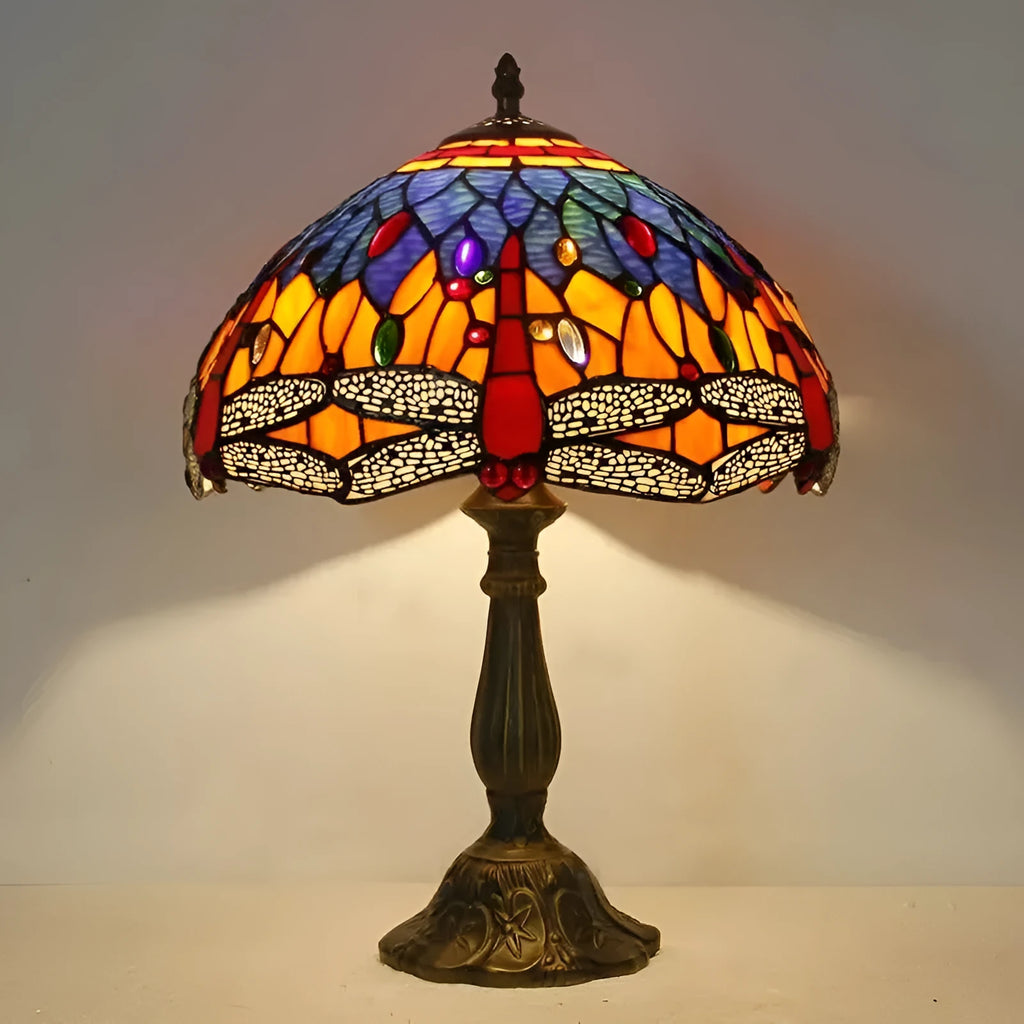 Tiffany dragonfly stone table lamp in European retro style with multiple size options