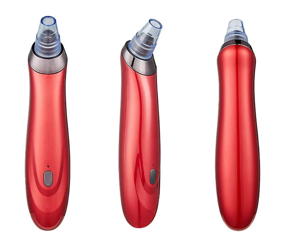 Electric blackhead remover device with vacuum suction pump and multiple nozzle attachments for pore cleaning