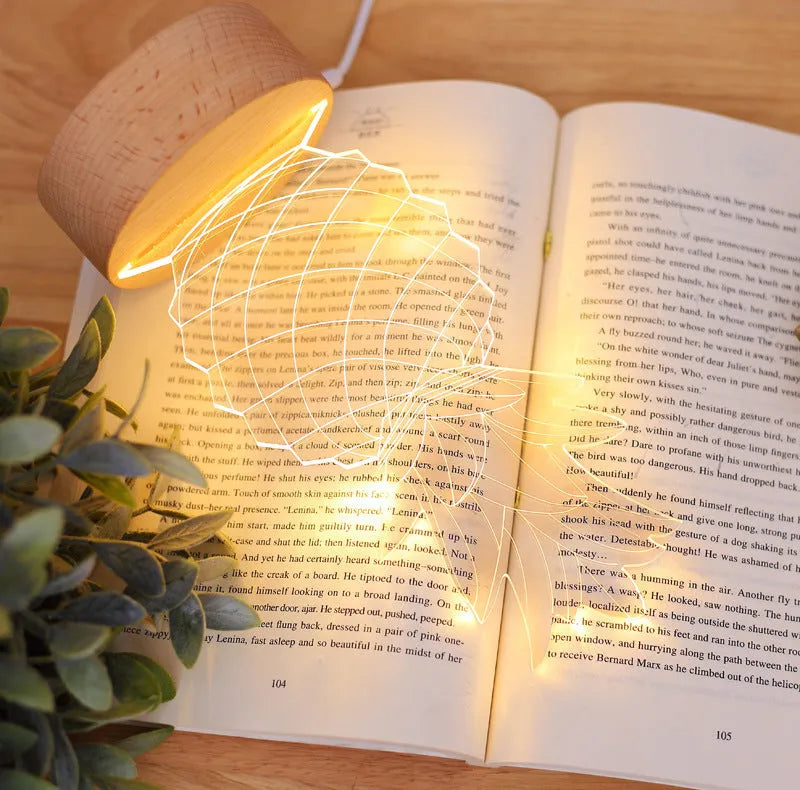 Wood and acrylic pineapple-shaped table lamp with USB cable and dimmer control