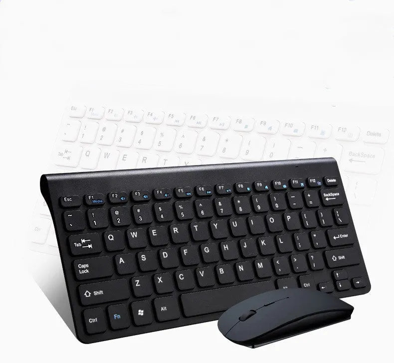 Black or white wireless keyboard and mouse set with compact 78-key layout