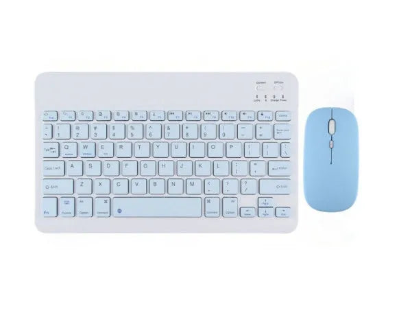 Bluetooth keyboard and rechargeable mouse set in elegant white, green, or pink for tablet and PC use