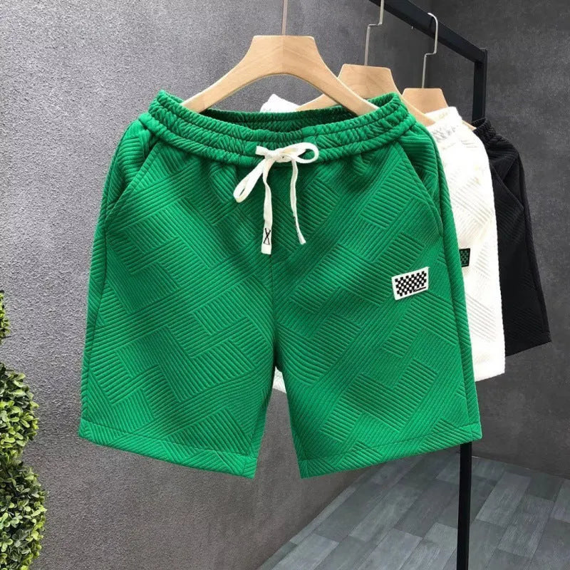 Men's micro-elastic polyester sports shorts in solid colours with American style cut