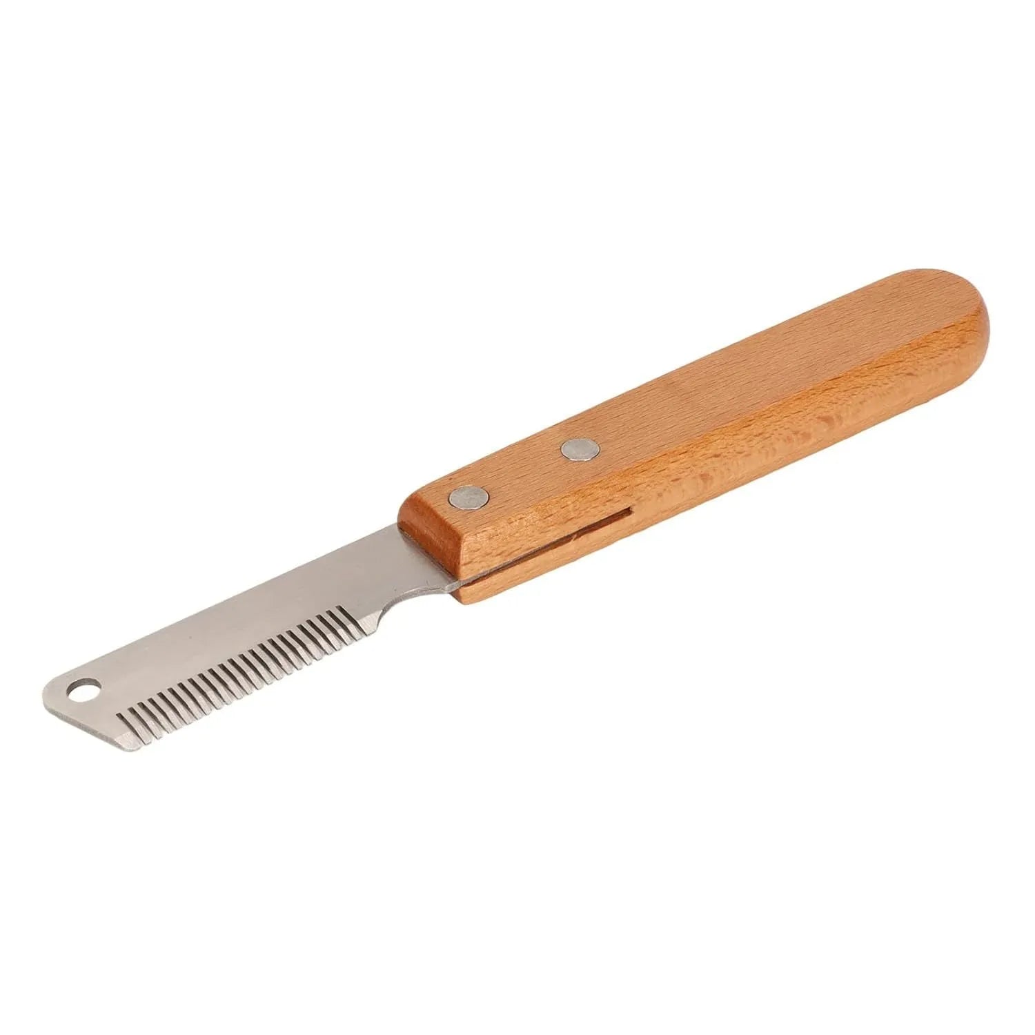 Pet stripping comb grooming tool with wood handle and metal teeth for dogs and cats