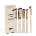 MAANGE 5-piece angled makeup brush set with apricot handles and synthetic bristles