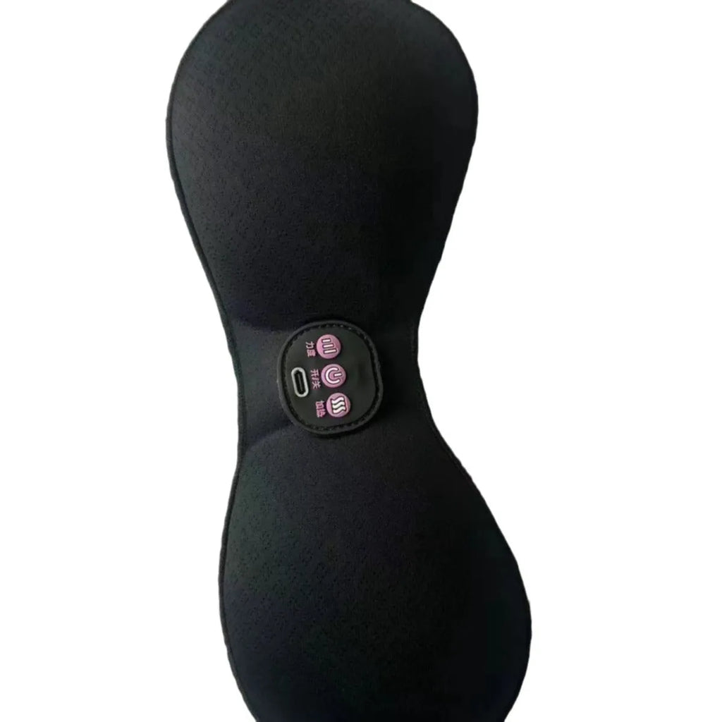 Black electric massage chest stickers with a 3-keys English control panel for vibration therapy.