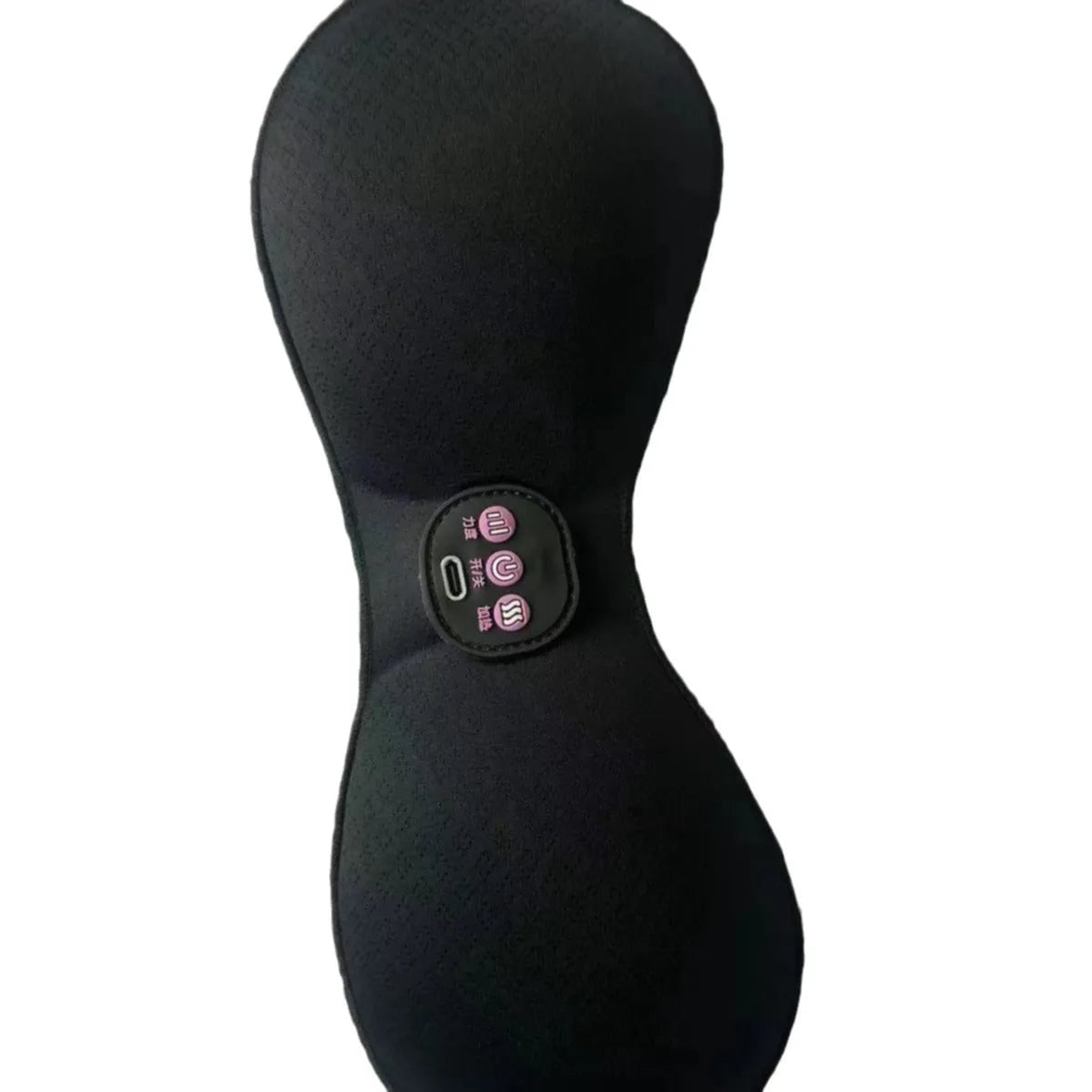Black electric massage chest stickers with a 3-keys English control panel for vibration therapy.