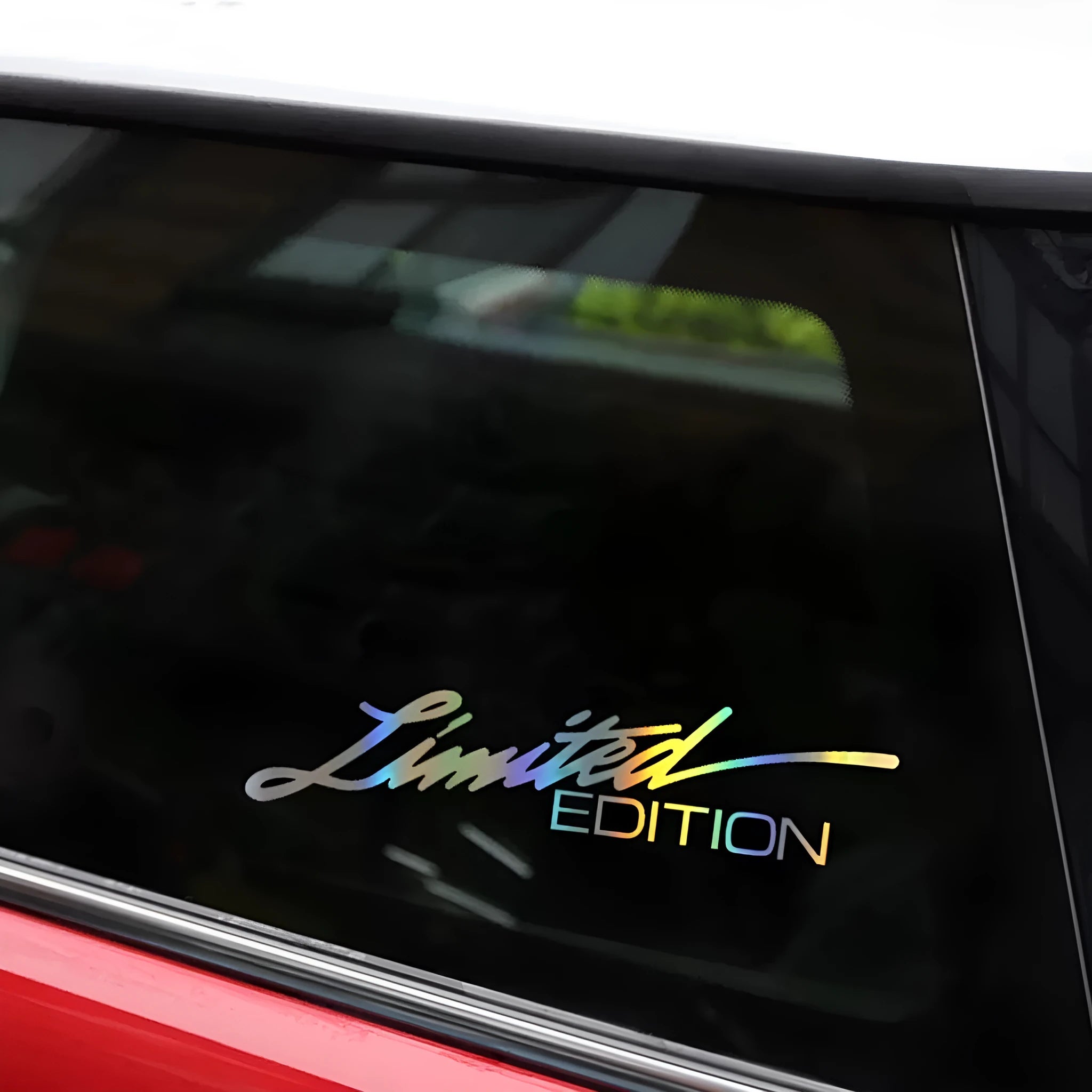 22cm black laser reflective car sticker with text design on vehicle window