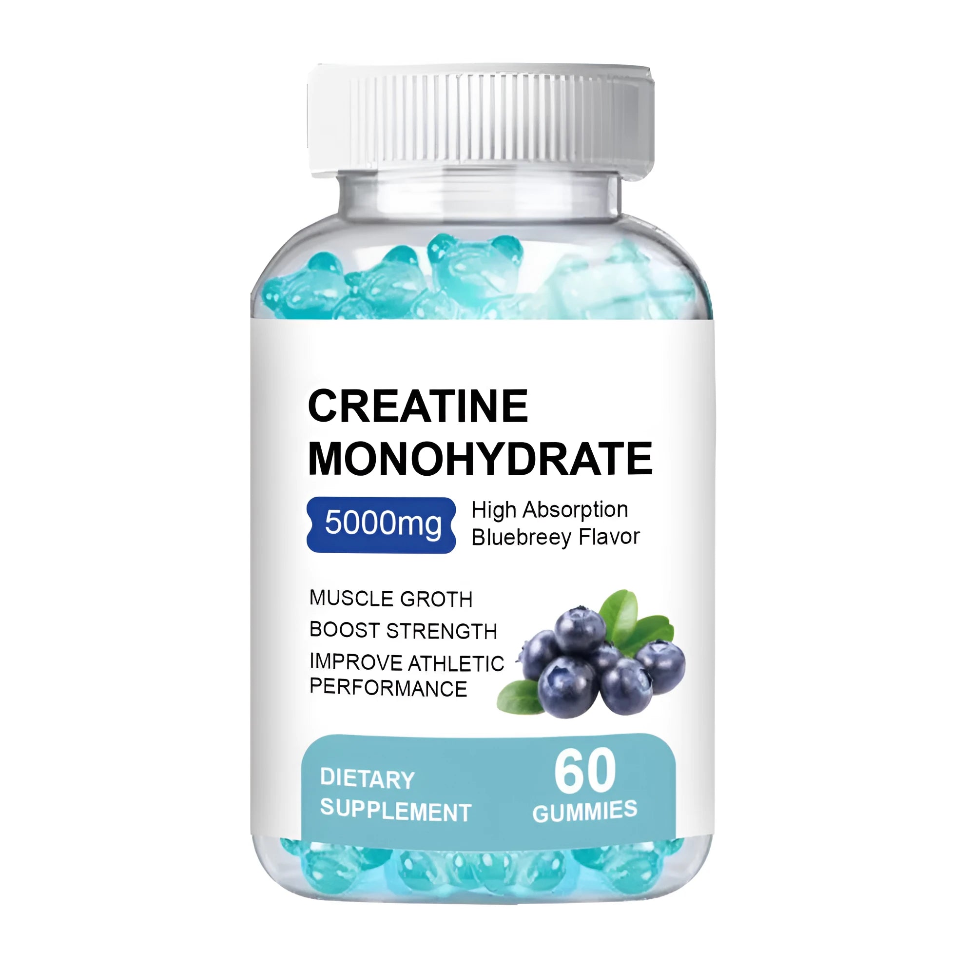 Creatine monohydrate supplement gummies in a 60-piece pack with cold storage recommendation