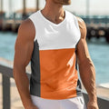 Men's blue contrast colour running vest for sports and fitness activities