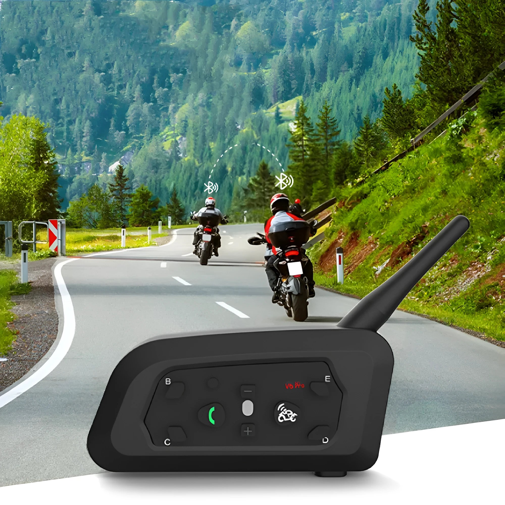Motorcycle helmet Bluetooth intercom V6 Pro unit with headphones and mounting accessories