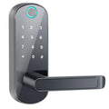 Smart Bluetooth fingerprint lock in black or silver finish for door installation with biometric access control