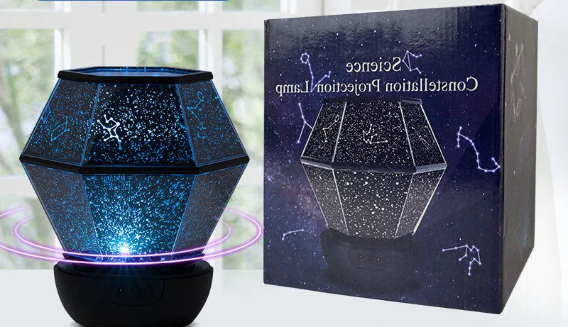 Children's LED night light with rotating star projections and USB power cable